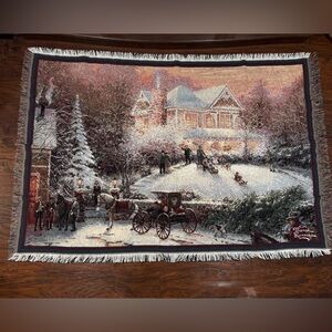{Thomas Kinkade} “Victorian Christmas II" Woven Tapestry Blanket